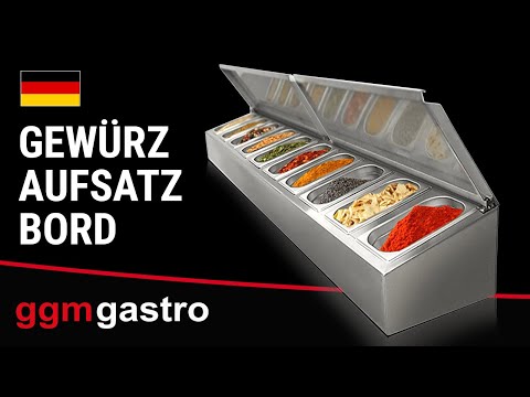 Krydderbenk - 6x GN 1/4 - i rustfritt stål - med lokk