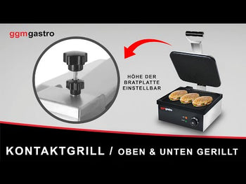 Kontaktgrill - 2,2 kW - plater: rillet topp og bunn - stekeflate: 350x330 mm - 230 V