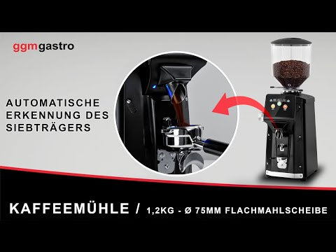 Espressokvern - Bønnebeholder 1,2 kg - Ø 65 mm flate malskiver - automatisk portafiltergjenkjenning - svart