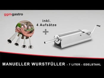 Manuell pølsefyller - 7 liter - rustfritt stål - inkl. 4 tilbehør