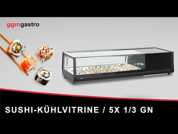 Sushi-kjølemontre - 5x 1/2 GN - Svart