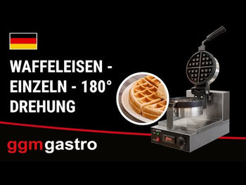 Vaffeljern - enkelt - mekanisk termostat - 1,30 kW - Form: Belgiske vafler rund - Ø 180 mm - vendbar 180° stekeflate - støpejernsplater med non‑stick‑belegg