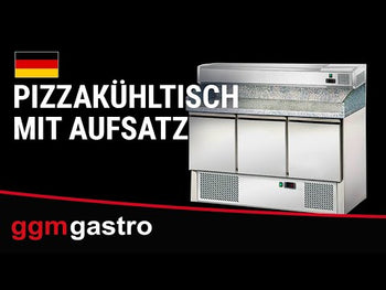 Pizzabenk ECO - 1400x700 mm - granittplate - med 3 glassdører - med garnityrkjøler - 6x GN 1/4