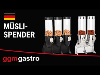 Müslidispenser - Ø 115 mm - svart - dreiedosering - 3,60 l - stativ i rustfritt stål