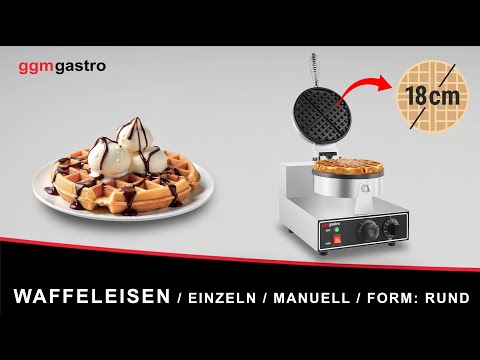 Vaffeljern - enkelt - mekanisk termostat - 1,30 kW - Form: Belgiske vafler rund - Ø 180 mm - støpejernsplater med non‑stick‑belegg