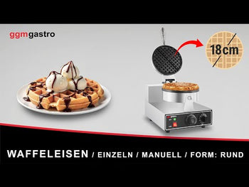 Vaffeljern - enkelt - mekanisk termostat - 1,30 kW - Form: Belgiske vafler rund - Ø 180 mm - støpejernsplater med non‑stick‑belegg