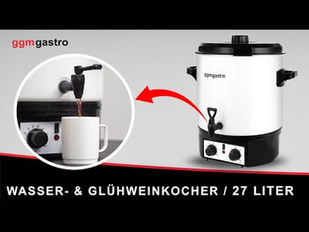 Vann- og gløggkjele - 27 liter - 1,8 kW - hvit - med tappekran og timer