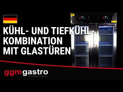 Kjøl-/fryseskap i rustfritt stål PREMIUM - GN 2/1 - 1 400 l - med 2 glassdører