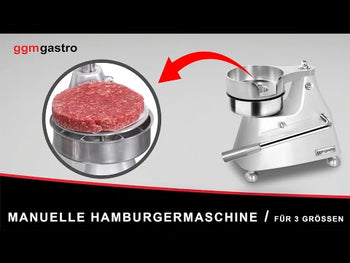 Manuell hamburgermaskin for 3 størrelser - Ø 100 - Ø 130 - Ø 150 - sølv