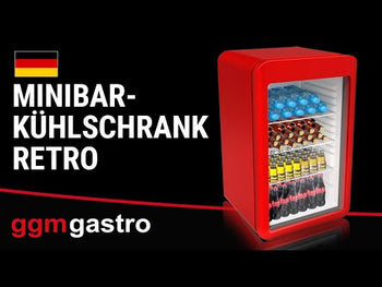 Minibar - 495 mm - 120 l - med glassdør & LED-belysning - rød