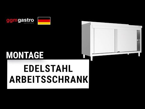 Benkeskap i rustfritt stål PREMIUM - 1000x800 mm - med skyvedører - med oppkant bak