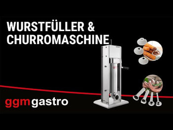 Manuell pølsestapper og churromaskin - 3 liter - rustfritt stål - inkl. 4 pølsestoppere og 3 churro-redskaper