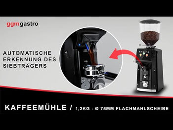 Kaffekvern - 1,2 kg - med kjølesystem - Ø 83 mm flat kvernskive - automatisk gjenkjenning av portafilter - svart