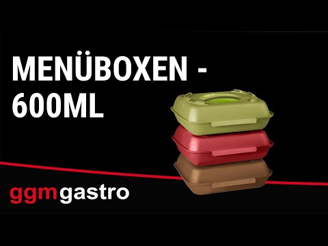 (20 stk.) Gjenbrukbar menyboks - 600 ml - 1 rom - PP - tåler oppvaskmaskin/mikrobølgeovn - stablebar - anthrazitgrå/rød
