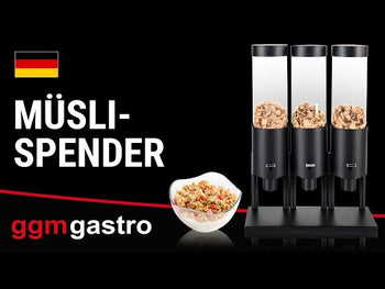 Müslidispenser - trippel - Ø 120 mm - svart - spakdosering - stativ i rustfritt stål