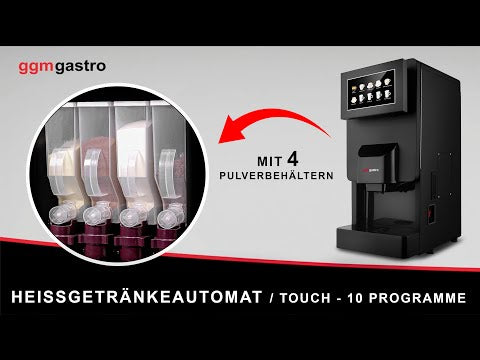 Profesjonell Instantmaskin - 4 ingrediensbeholdere - 2,0 kW - berøringsskjerm - 10 programmer