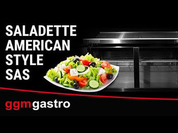 Saladette American Style PREMIUM - 1230 mm - 2 dører - med lokk i rustfritt stål for 12x GN 1/6 - inkl. 12x GN-kantiner 1/6