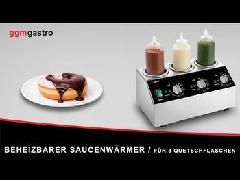 Sausdispenser i rustfritt stål - for 3 klemmeflasker - oppvarmingsbar