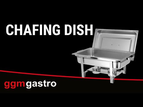 (2 stk.) Chafing dish GN 1/1 - med hengslet lokk - med stativ i rustfritt stål