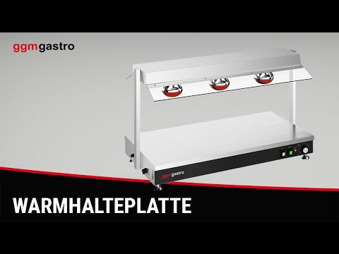 Varmeplate i rustfritt stål - 1,5 kW - GN GN 1/1 - med 3 infrarøde varmelamper - med hostebeskyttelse i herdet glass