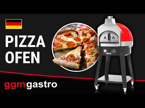 Vedfyrt pizzaovn - 850x920 mm - 1x Ø 70 cm - opptil 400 °C - rød - inkl. understell