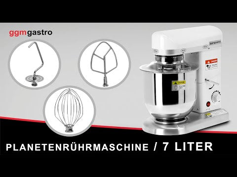 Planetmikser - 7,0 l - 500 W - inkl. visp, grind og eltekrok - bordmodell - 230 V
