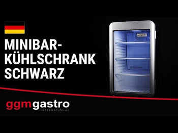 Minibar - 495 mm - 120 l - med glassdør & LED-belysning - svart