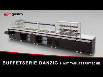 Buffetvogn varm DANZIG - 1600mm - for 4x GN 1/1 - med skuffeskinne - svart