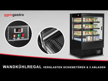 Veggmontert kjølehylle med skyvedører - 900 mm - 287 liter - med LED-belysning og 3 hyller