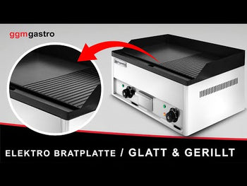 Elektrisk grillplate - 4,4 kW - Glatt og rillet - Grillflate: 600x335 mm