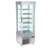 Konditormonter - 430 l - 670 mm - 1 glassdør - firkantet - med 5 roterende hyller - LED-belysning - R290 - sølv