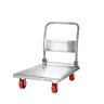 Dolly for oppvaskkurver i rustfritt stål - 600x850 mm - med 1 avlastningshylle - med håndtak